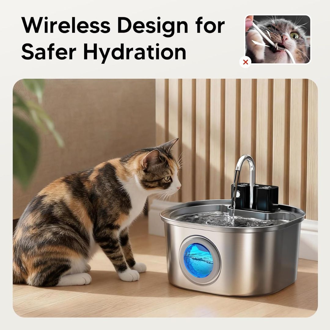 FurryFlow™ Steel Wireless Water Dispenser