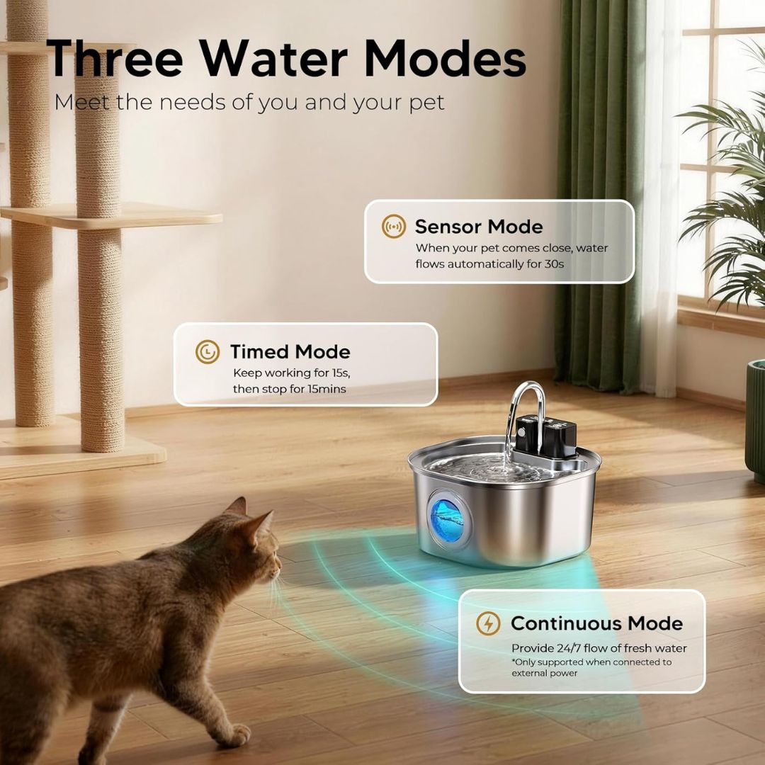 FurryFlow™ Steel Wireless Water Dispenser